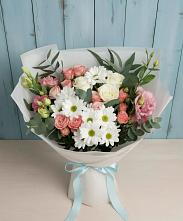 Букет цветов из:  Розы, Лизиантусы и Хризантемы #REPLACE_PRED# Греческом