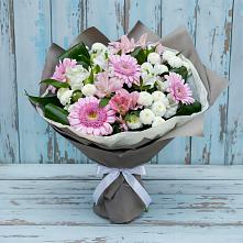 Букет цветов из:  Герберы, Альстромерии и Хризантемы в Греческом