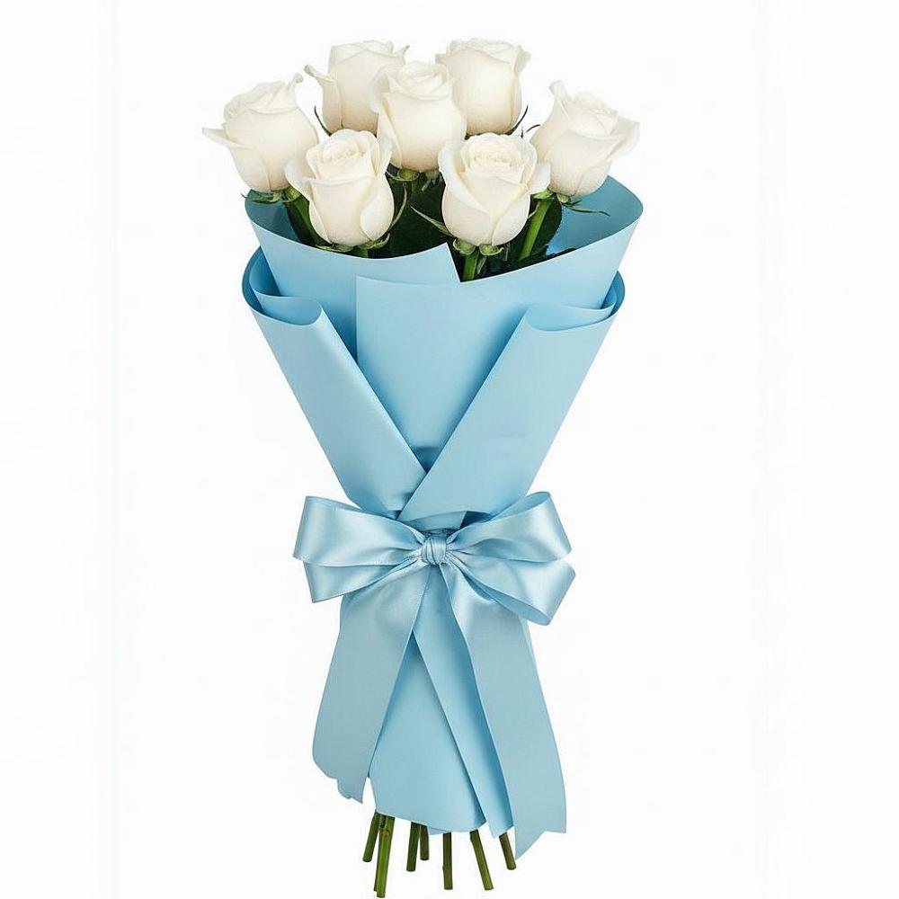 Букет 7 белых роз Проуд в Греческом