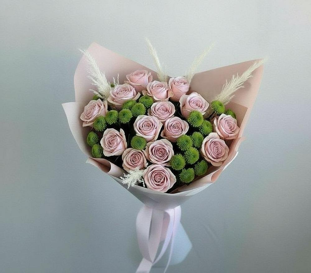 Букет цветов из: Розы и Хризантемы в Греческом