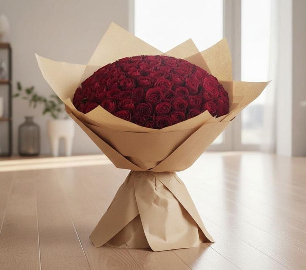 Букет 101 Красная роза в Греческом