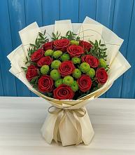 Букет цветов из:  Розы и Хризантемы в Греческом