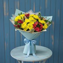 Букет цветов из:  Альстромерии и Хризантемы #REPLACE_PRED# Греческом